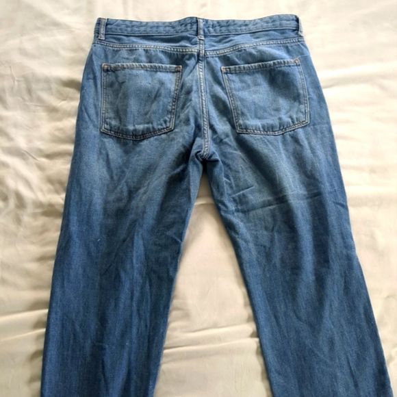 Forever 21 Baggy Straight Leg Distressed high Rise Blue Jeans Size 30 - Picture 7 of 8